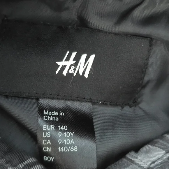 H&M Boys Plaid Hooded Jacket Boys Size 9-10 - Picture 3 of 13